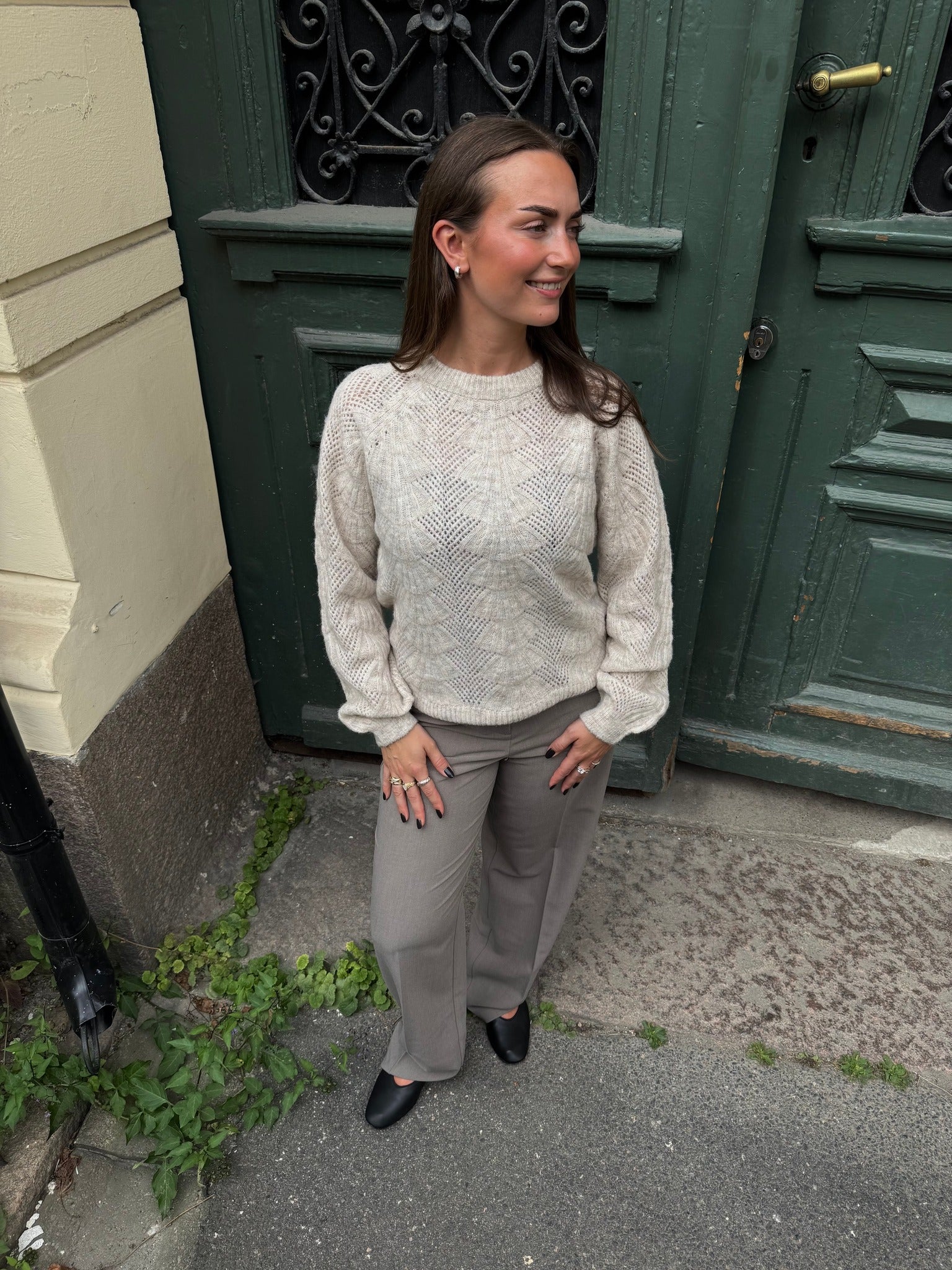 OBJFLORA Pullover - White Sand